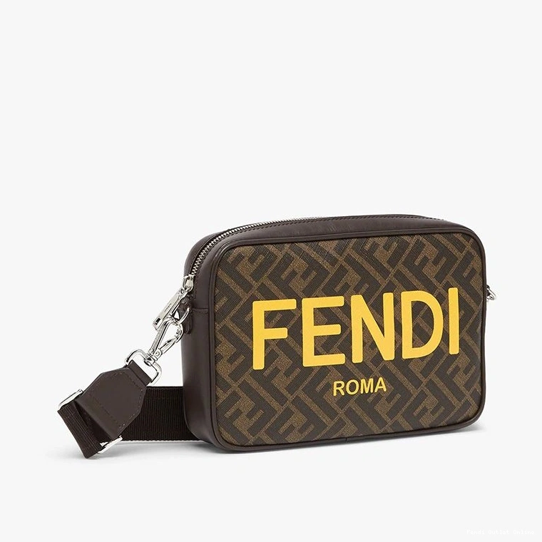 Affordable Camera Fendi ROMA FF Case Brown Compact Motif Logo In Fabric 0810